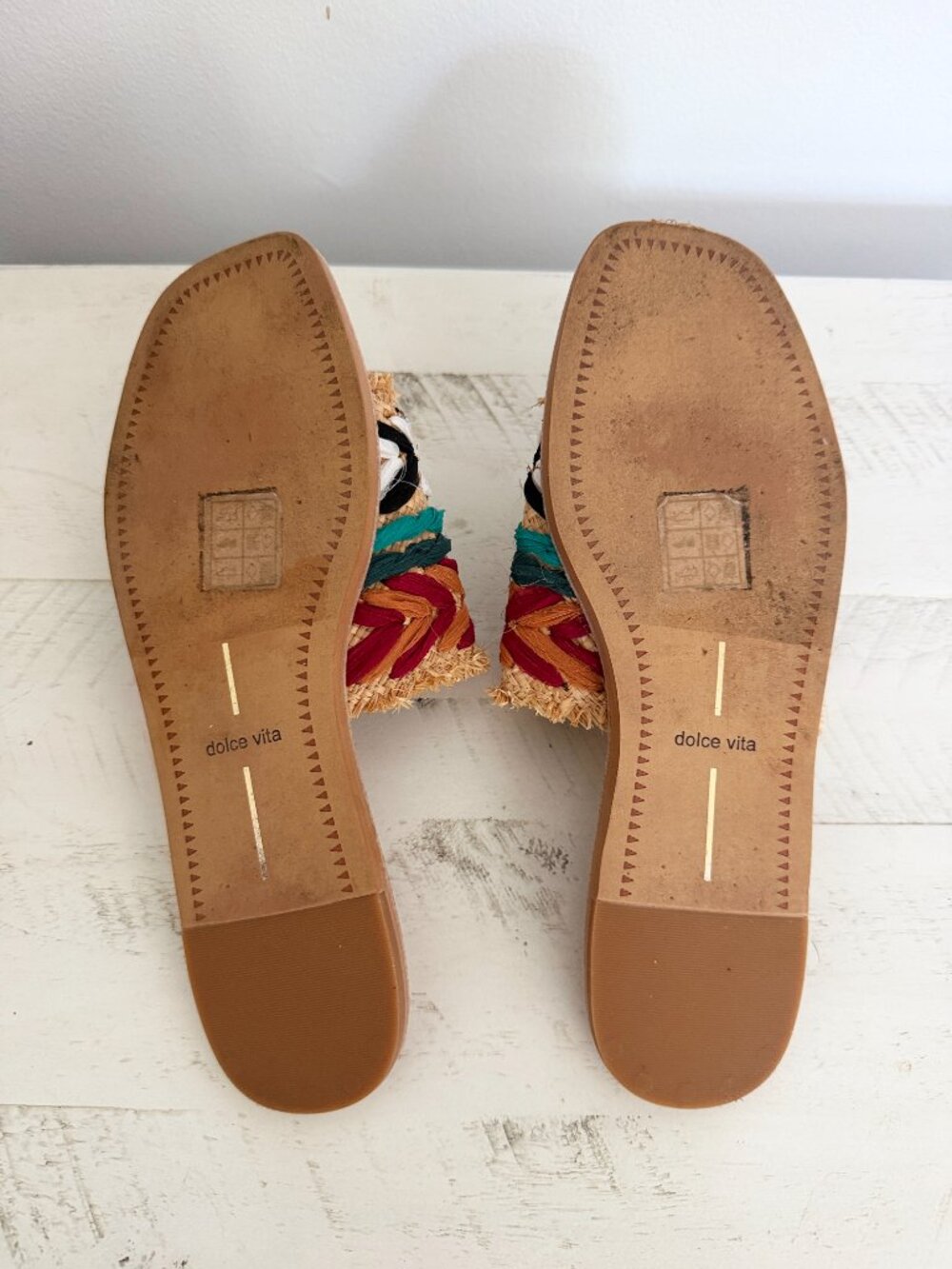 Dolce Vita Boho Raffia Slide Sandals Size 7. Woven Embroidered. Worn Once - Picture 11 of 11